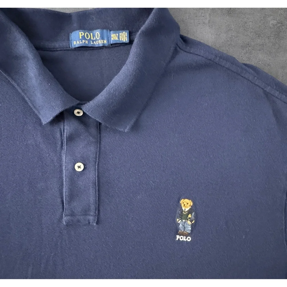 Polo Ralph Lauren Polo Bear Polo Shirt 4XLT Navy Big Tall Embroidered Bear